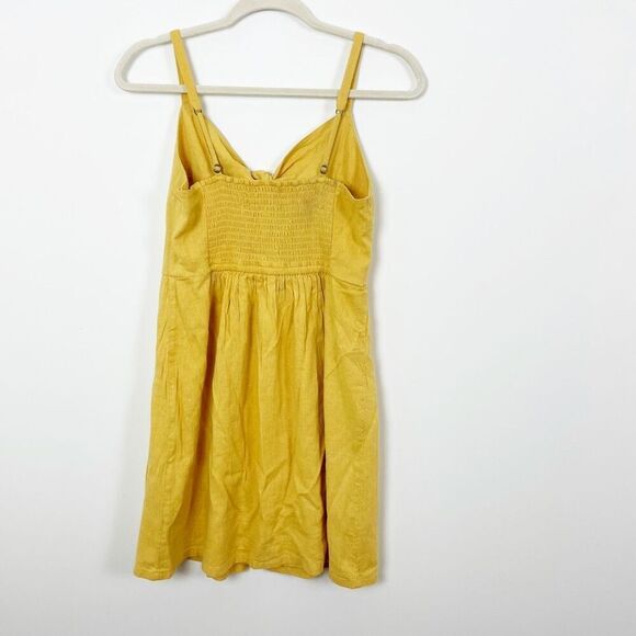 ❤️‍🔥5 for $25 Hollister mustard yellow linen textured dress bow front small - Picture 2 of 8